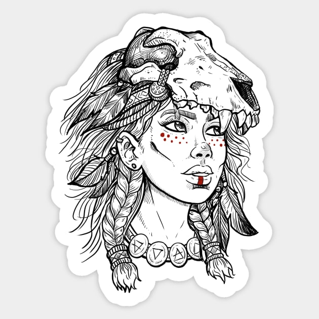Shaman girl Sticker by BlackForge